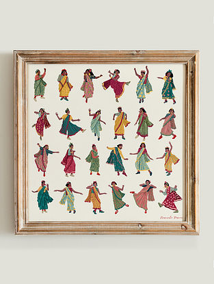 Multicolour Swing In A Sari Fine Art Print