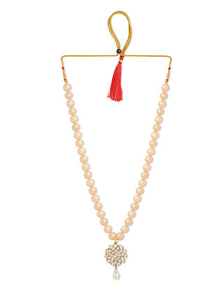 Gold Tone Silver Necklace With Pearls