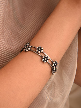 Tribal Silver Bangles (Size:2/6) (Pair)