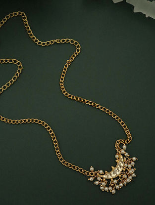 Gold Plated Kundan Necklace with Pearls