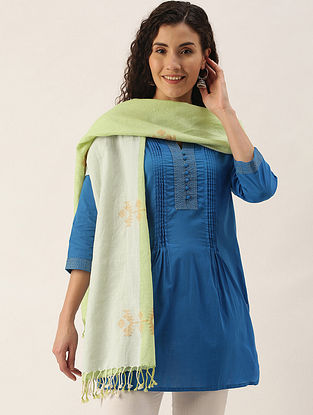 Green Handloom Jamdani Merino Wool Stole