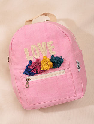 Pink Embroidered Cotton Back Pack for Girls
