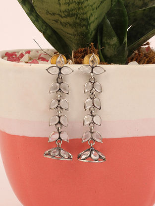 Tribal Silver Earrings With Checker