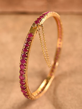 Gold Openable Bangle With Ruby (Single)