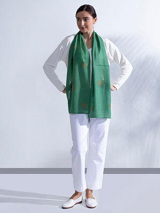 Green Handwoven Kantha Wool Scarves