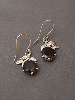 Sterling Silver Earrings With Smoky Quartz