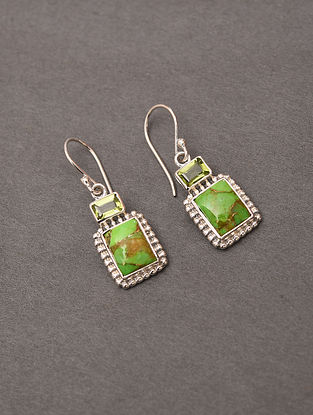 Sterling Silver Earrings With Green Turquoise