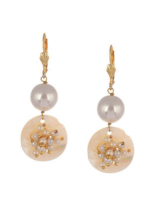 Pink Gold Tone Handcrafted Earrings with Mother of Pearls