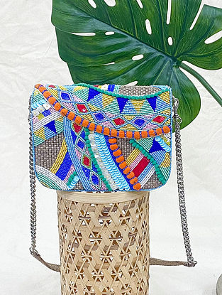 Multicolored Handcrafted Beaded Sling Bag