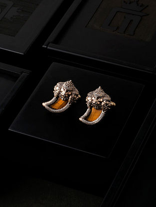 Gold Tone Handcrafted Cufflinks with Tiger Eye