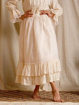 The Merlyn Off White Block Pinted Cotton Organdy Skirt