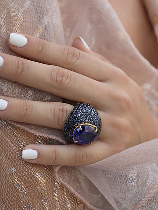 Blue Gold Ring With Sapphires (Size: 7)