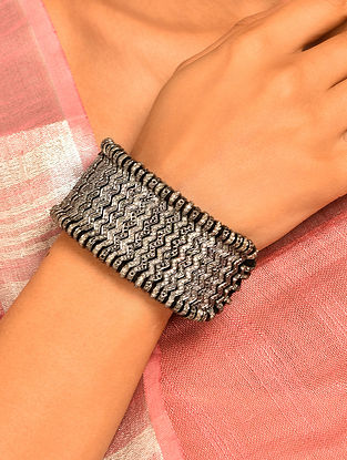 Silver Adjustable Cuff With Diamonds
