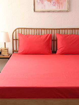 Red Cotton Sappan Bedsheet Set