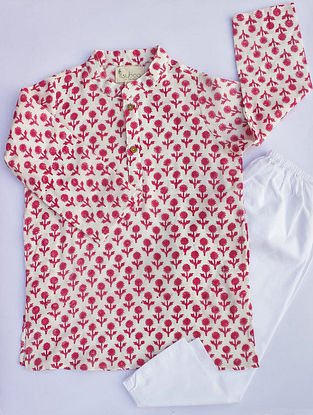 Pink Cotton Unisex Kurta and Pyjama (Set of 2)