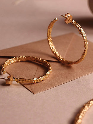 Gold Plated Handcrafted Hoop Earrings