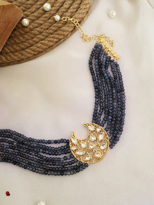 Blue Gold Plated Kundan Choker Necklace