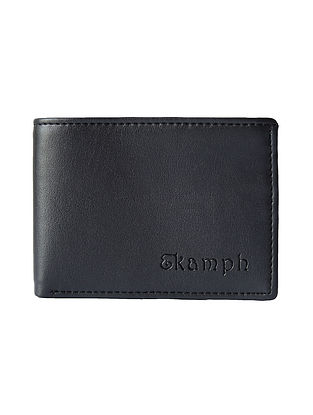 Black Handcrafted Faux Leather Wallet For Men