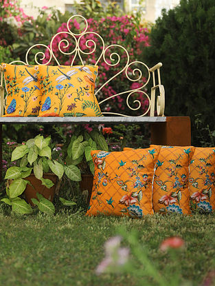 Printed Dupion Bagiya Cushion Covers (Set Of 5) (L- 16in, W-16in)