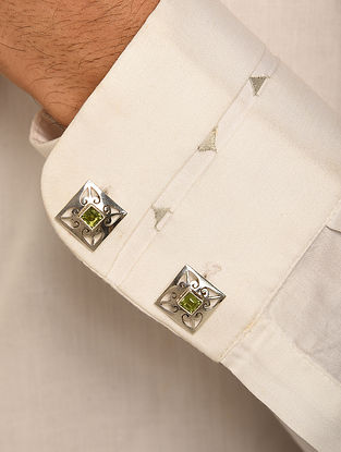 Green Sterling Silver Cufflinks With Peridot (Set of 2)