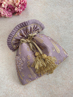 Lilac Embroidered Poly Silk Potli