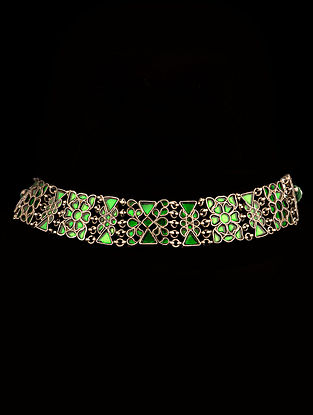 Green Sterling Silver Kundan Necklace 