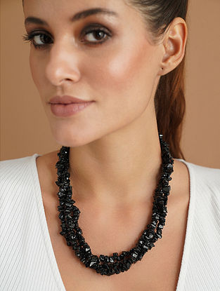 Black Beaded Necklace with Onyx