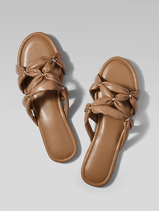 Tan Handcrafted Vegan Leather Flats