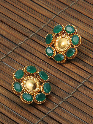 Green Gold Plated Handcrafted Earrings