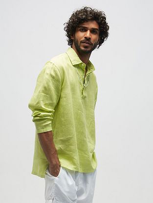 Pista Green Linen Kurta Shirt
