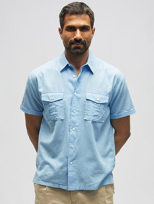 Blue Organic Khadi Cotton Shirt