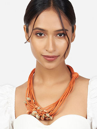 Orange Handcrafted Jute Necklace