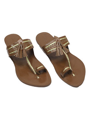 Brown Handcrafted Leather Kolhapuri Flats