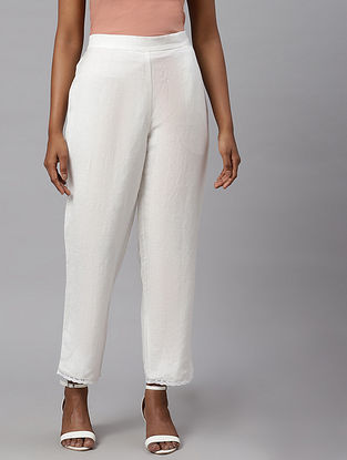 Off White Linen Pants with Pockets