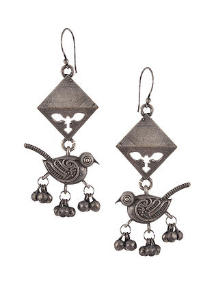 Silver Tone Tribal Earrings with Ghungroo
