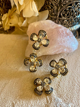 Silver Polki Earrings with Diamonds