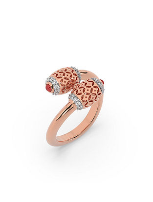 Rose Gold Ring Diamonds and Ruby (Size- 11)
