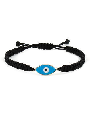 Blue Evil Eye Silver Bracelet With Mother of Pearl For Men