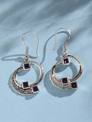 Purple Silver Earrings With Amethyst