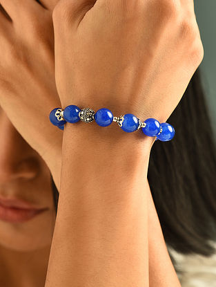 Blue Silver Bracelet With Chalcedony