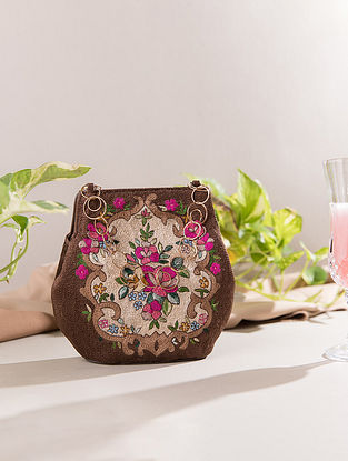 Brown Handcrafted Printed Clutch