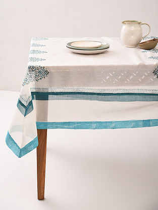 Handblock Printed Blue Cotton Table Cloth
