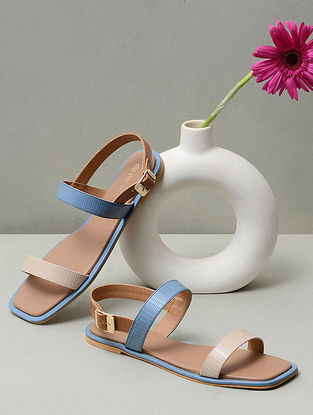 Blue Handcrafted Vegan Leather Sandals