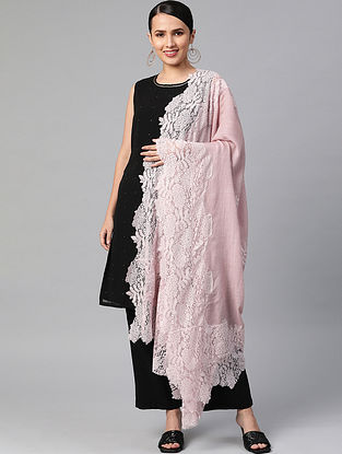 Pink Handwoven Wool Shawl 