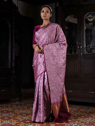 Purple Benarasi Handloom Silk Saree with Zari