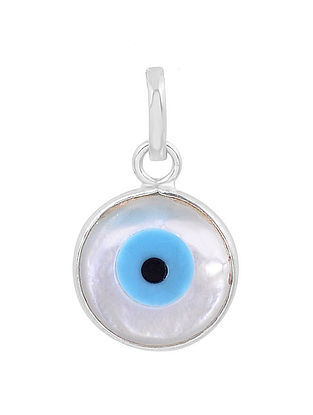Blue Evil Eye Sterling Silver Pendant For Men (Without Chain)