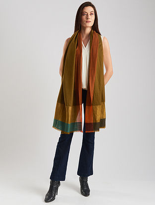 Olive Green Handwoven Cashmere Shawl