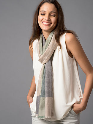 Grey Handwoven Cashmere Scarf