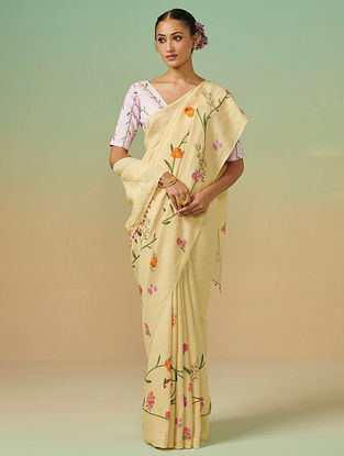 Yellow Handwoven Linen Saree