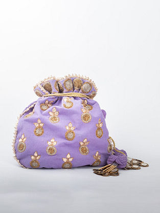 Purple Handcrafted Linen Potli